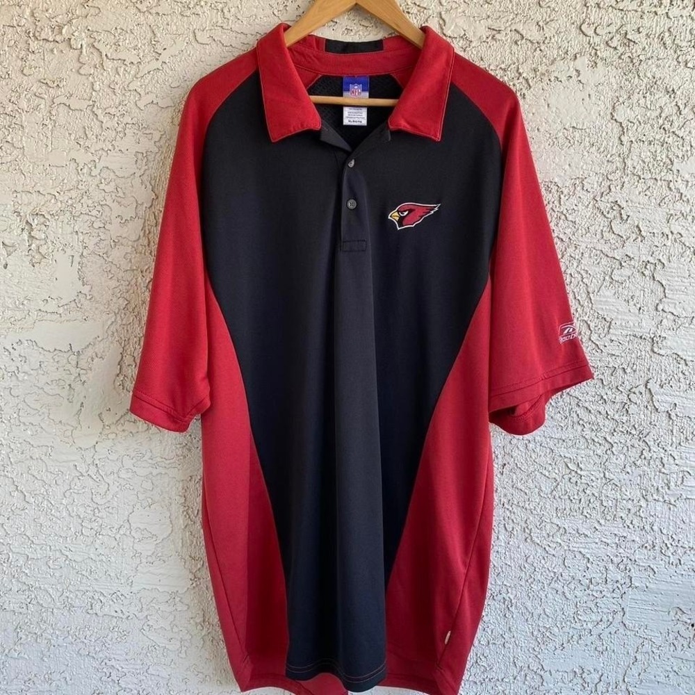 Vintage NFL Reebok Arizona Cardinals Polo Shirt Black and Red Size XL